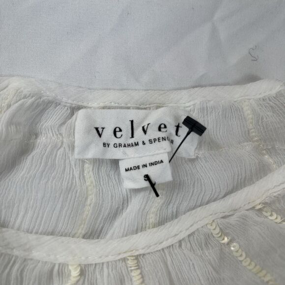 Velvet Graham & Spencer Cecilia Short Sleeve Silk &‎ Sequin Top Size Small - Picture 2 of 6
